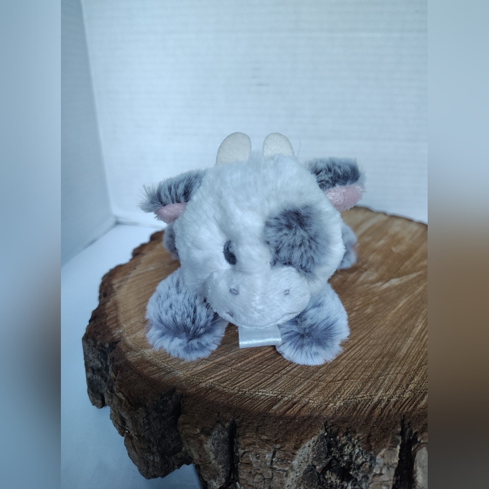Raz Buddy Gray White Cow Razbaby Pacifier Holder Plush Stuffed Animal Lovey 5"